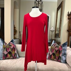 Red Long Sleeve Asymmetrical Tunic